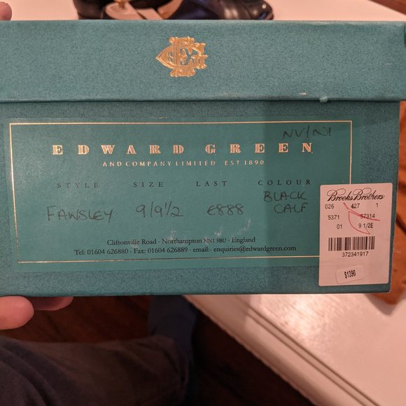 9/9.5 Edward Green Fawsley Black Dress Shoes - Picture 6 of 8